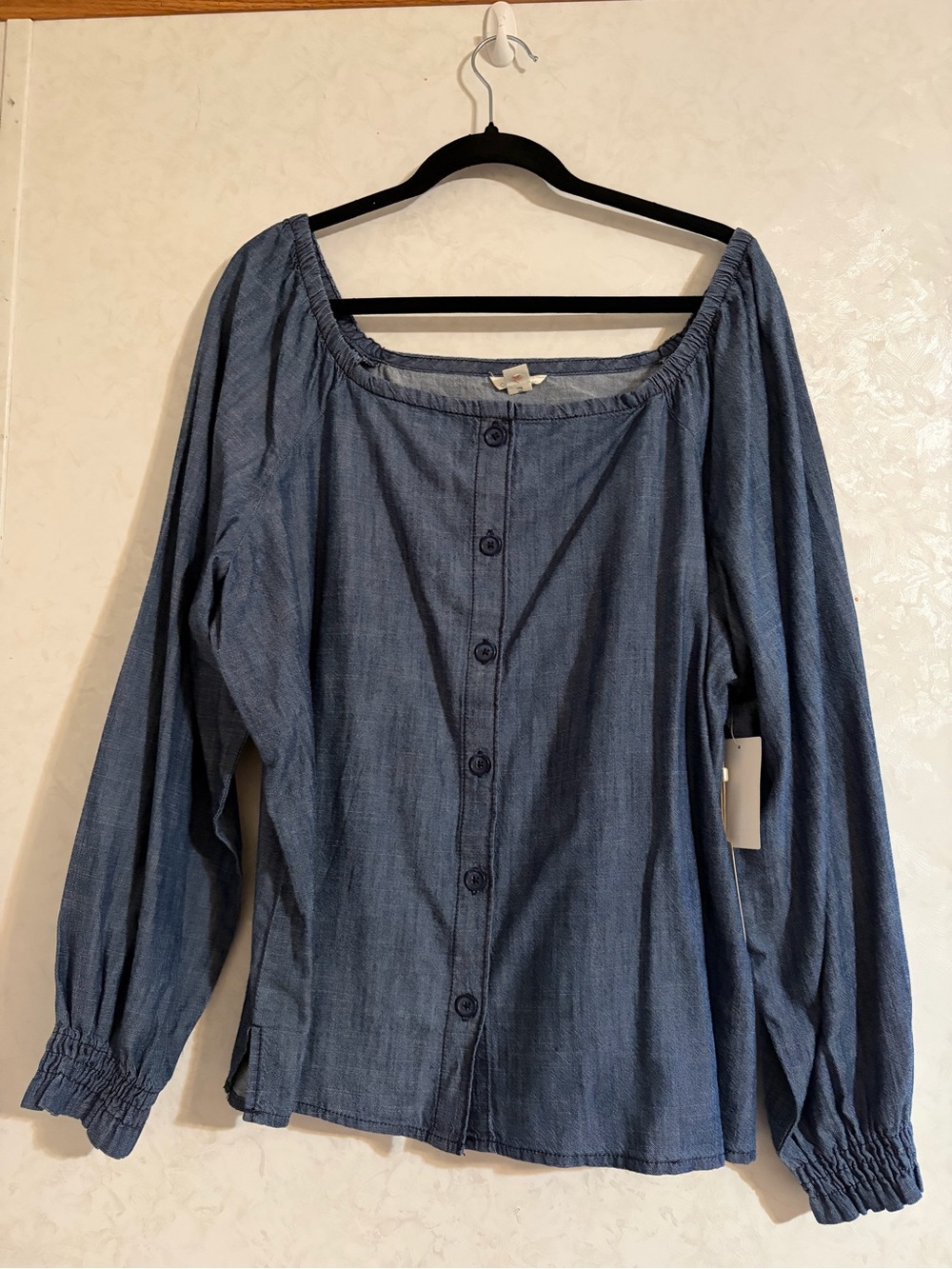 Caslon women’s chambray Blue Button-Front Top